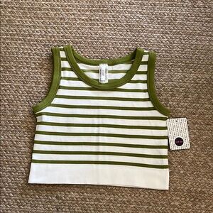 New Mix Green and White Striped Crop Top